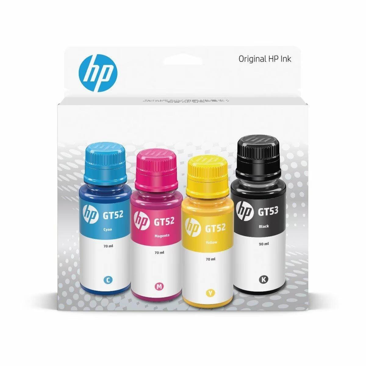 HP GT53 Blk GT52 CMY Ink Bottle 4 Pack SKU 7K3W9AA